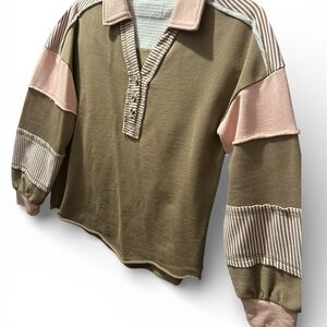 New IN  women’s Striped Brown and Pink Top